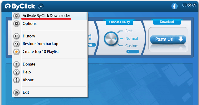 Interface do By Click Downloader, um dos melhores aplicativos para baixar música no PC