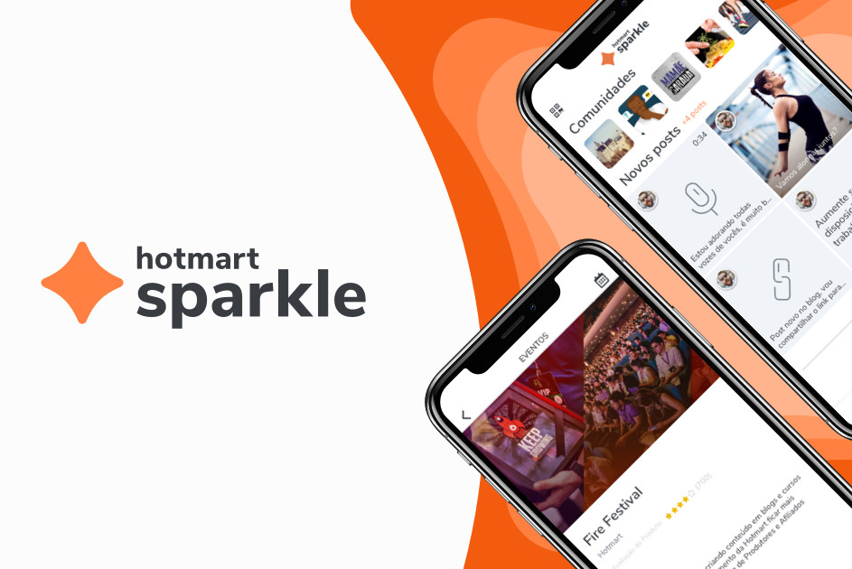 Celulares com o app da Hotmart Sparkle, mostrando as possibilidades para ganhar dinheiro.